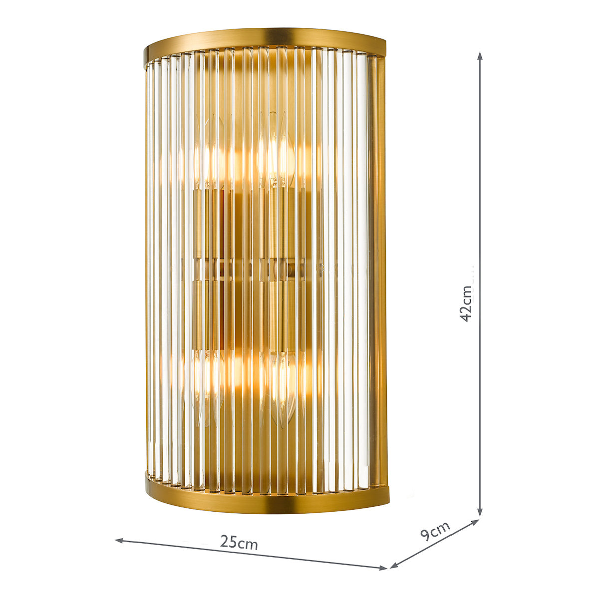 Dar Gold Collection Eleanor 4 Light Wall Light Natural Brass Glass – from Amos Lighting + Home