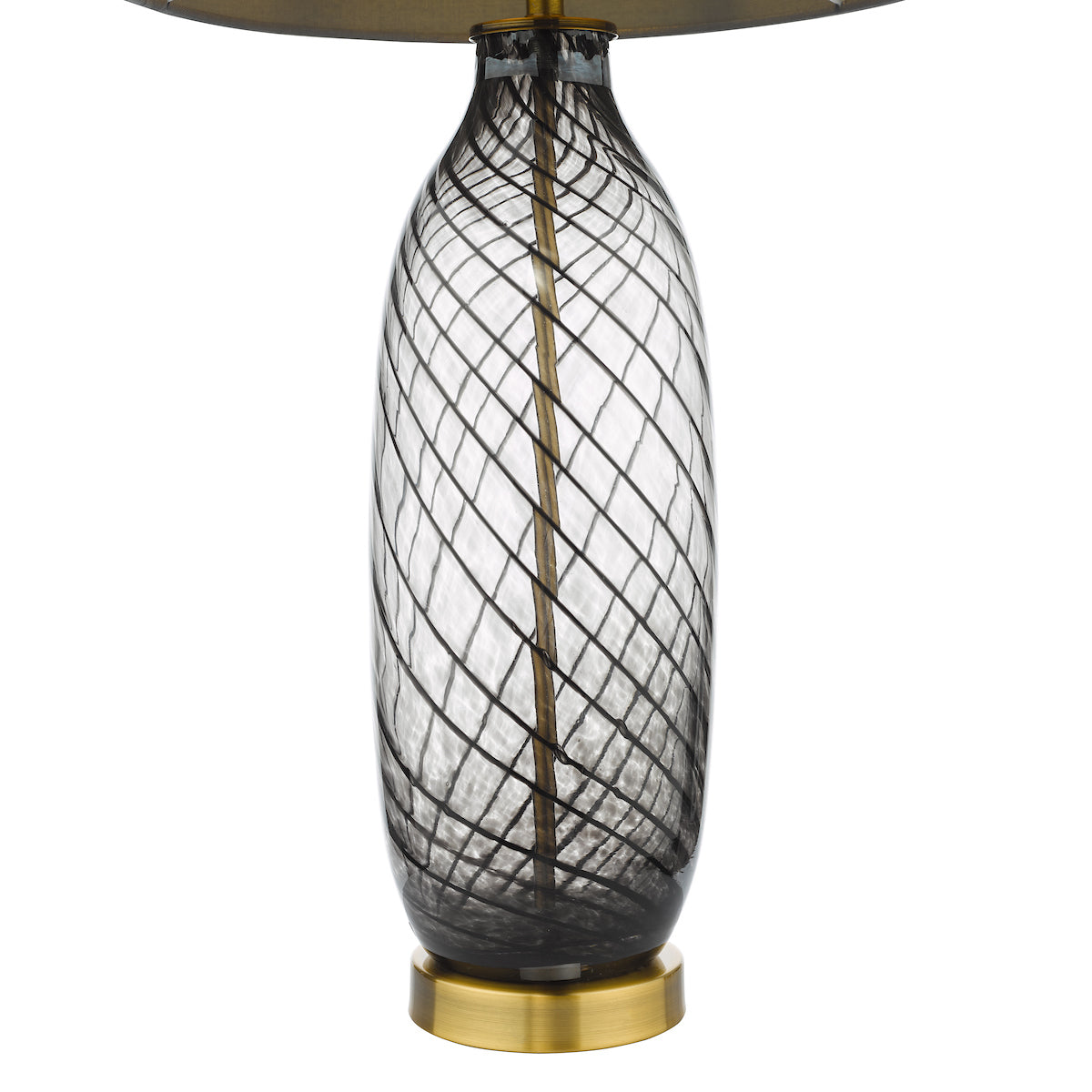 Dar Gold Collection Zeya Table Lamp Smoked/Clear Glass Aged Brass With Shade – from Amos Lighting + Home