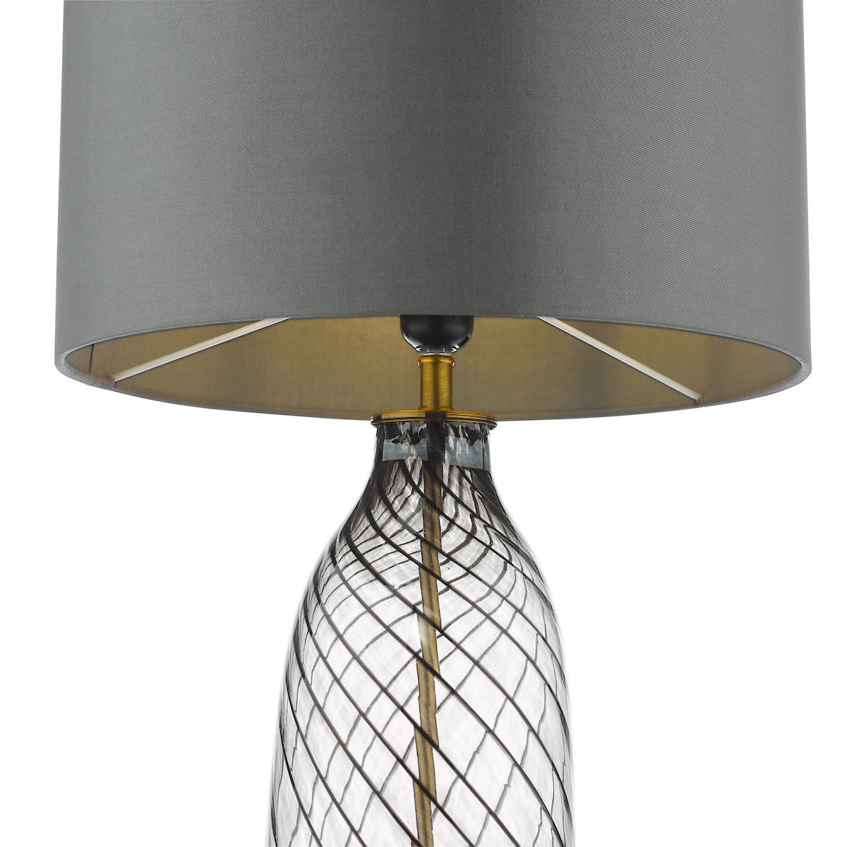 Dar Gold Collection Zeya Table Lamp Smoked/Clear Glass Aged Brass With Shade – from Amos Lighting + Home