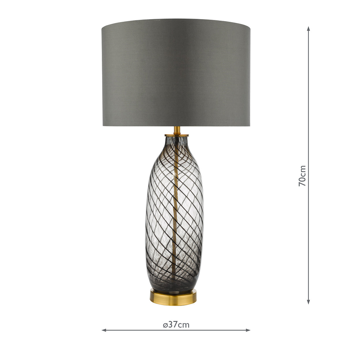 Dar Gold Collection Zeya Table Lamp Smoked/Clear Glass Aged Brass With Shade – from Amos Lighting + Home