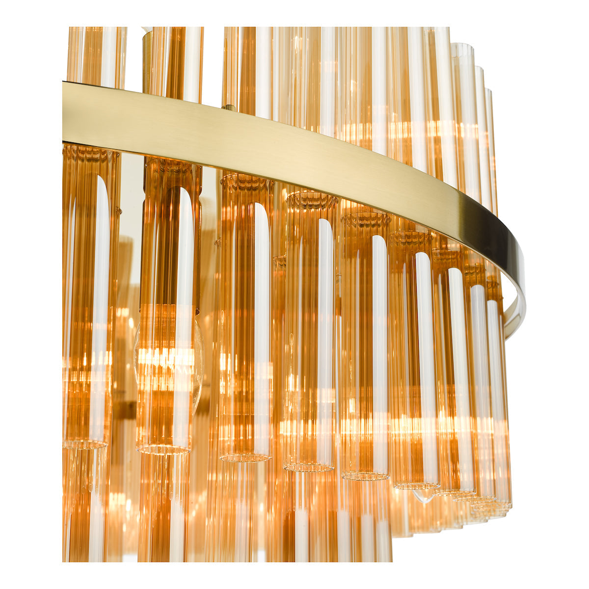 Dar Gold Imani 16 Light Pendant Natural Brass & Champagne Glass – from Amos Lighting + Home