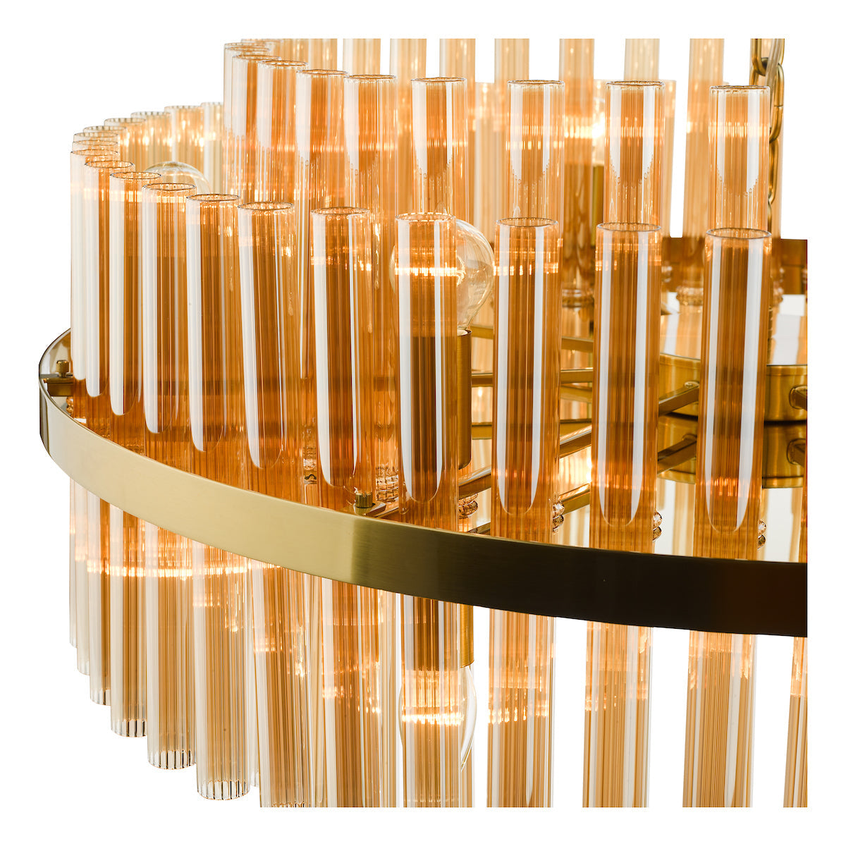 Dar Gold Imani 16 Light Pendant Natural Brass & Champagne Glass – from Amos Lighting + Home