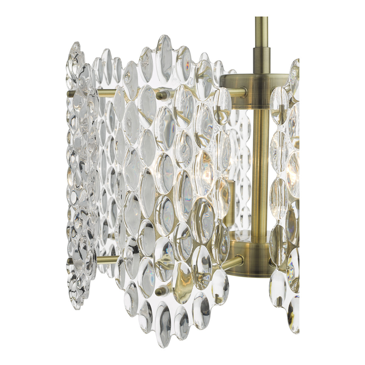 Dar Gold Porthos 8 Light Pendant Antique Brass & Glass – from Amos Lighting + Home