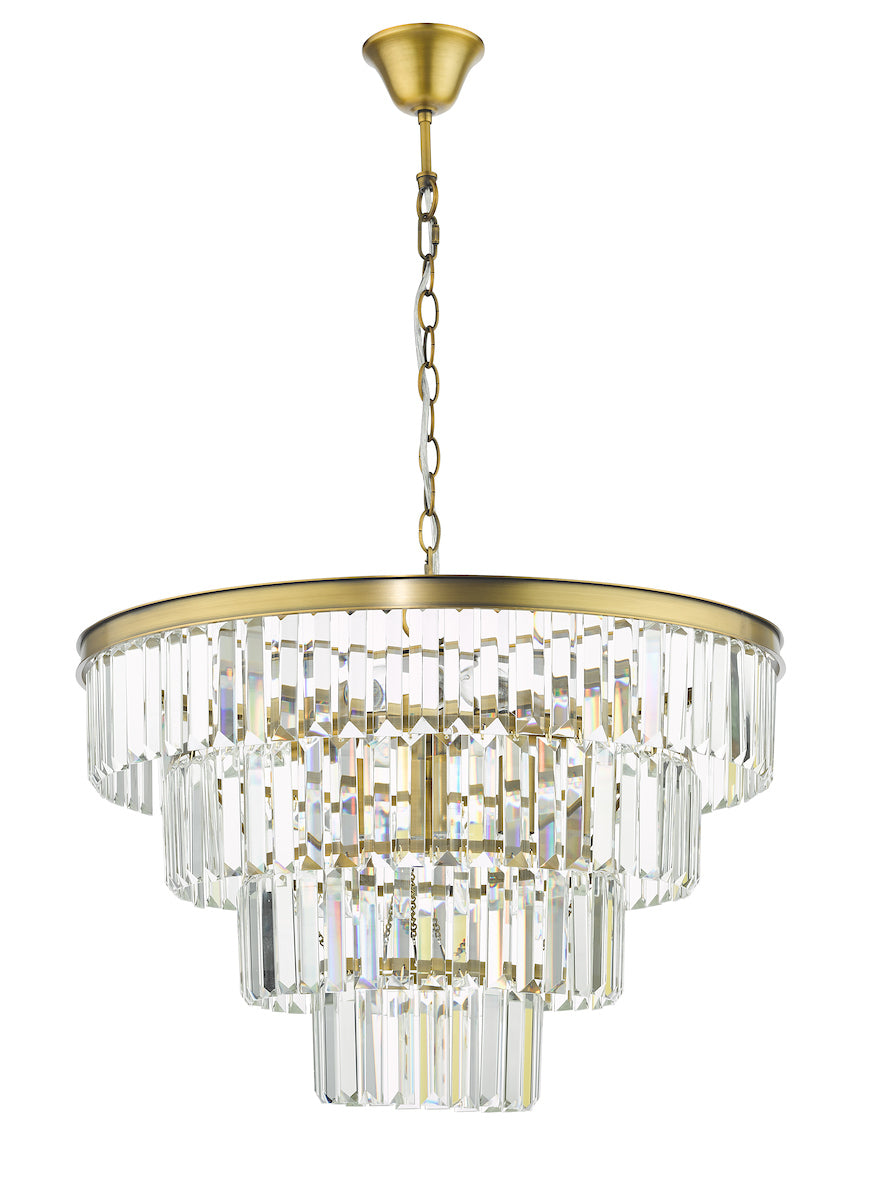 Dar Gold Rhapsody 6 Light Tiered Pendant Crystal & Bronze – from Amos Lighting + Home