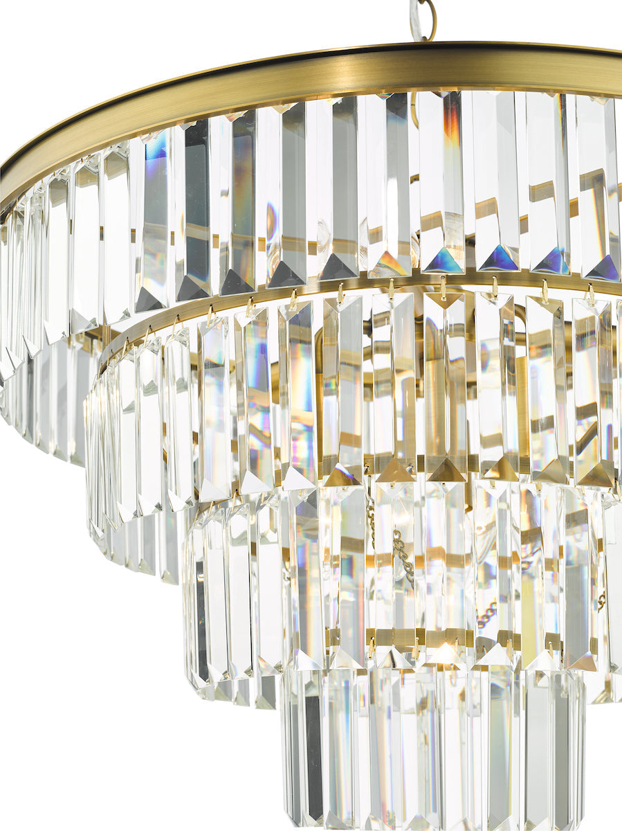 Dar Gold Rhapsody 6 Light Tiered Pendant Crystal & Bronze – from Amos Lighting + Home