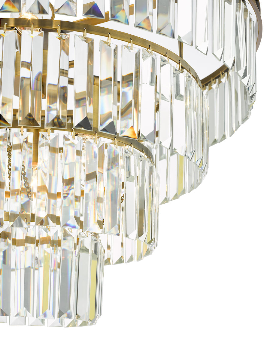 Dar Gold Rhapsody 6 Light Tiered Pendant Crystal & Bronze – from Amos Lighting + Home