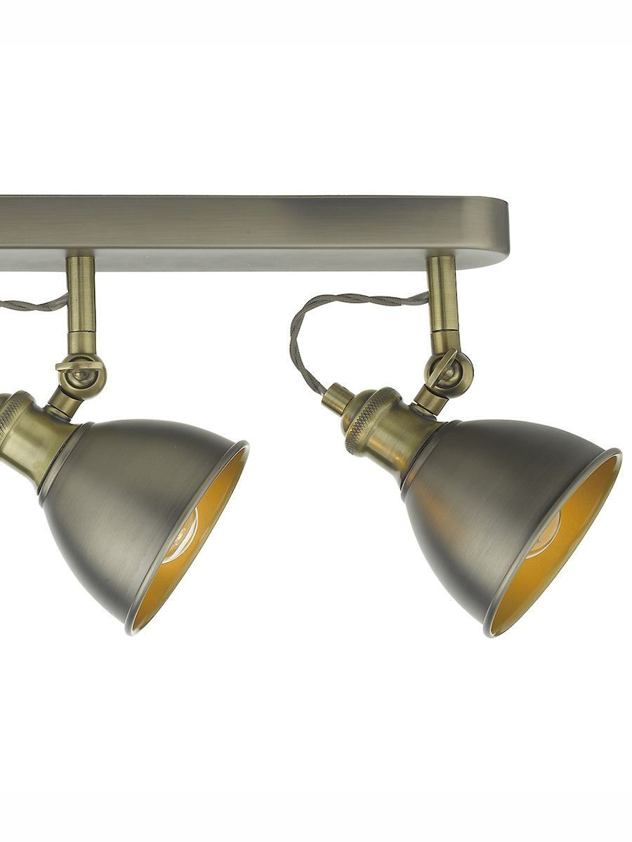 Dar Governor 4 Light Bar Spotlight Antique Chrome Antique Brass – from Amos Lighting + Home