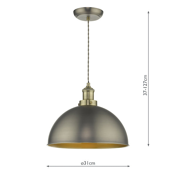 Dar Governor Pendant Antique Chrome Antique Brass – from Amos Lighting + Home