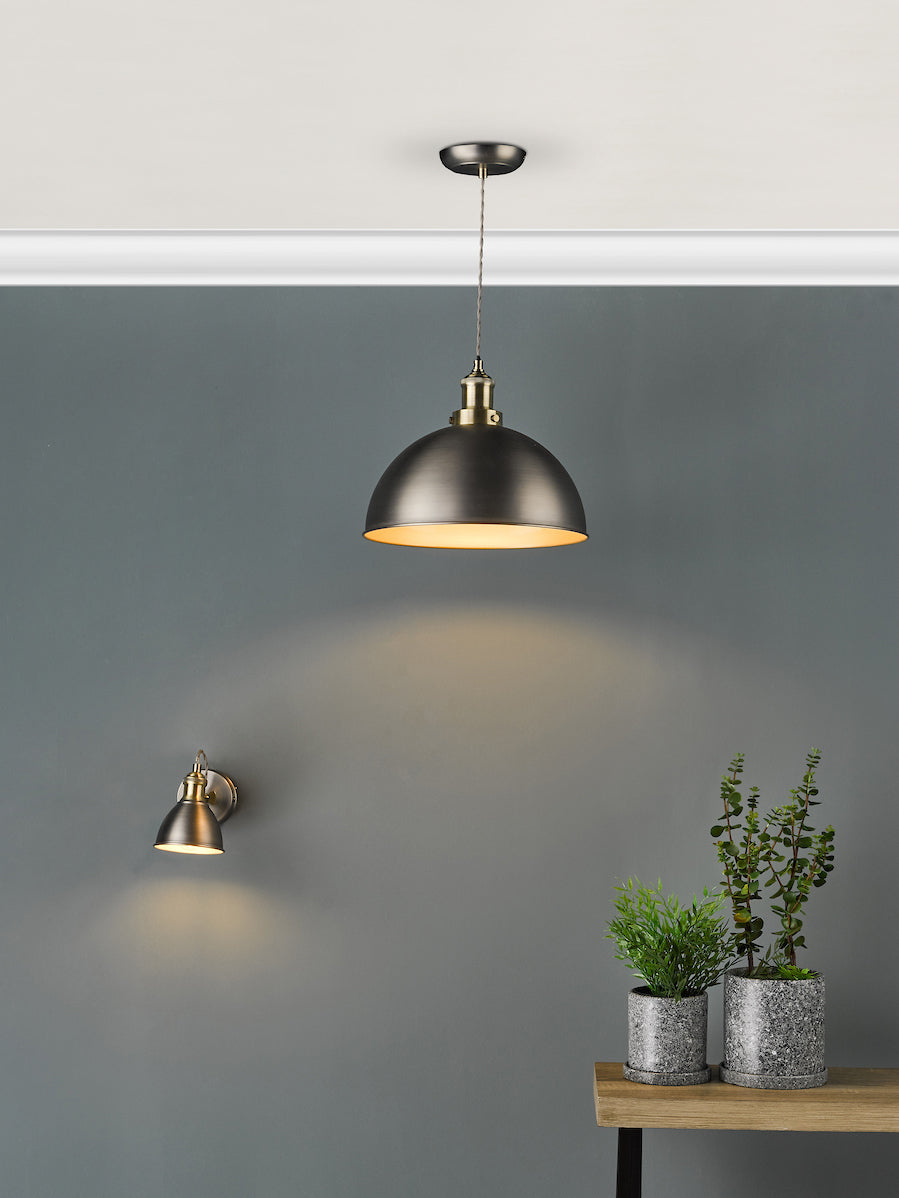 Dar Governor Single Spotlight Antique Chrome Antique Brass – from Amos Lighting + Home