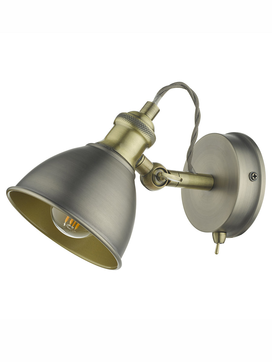 Dar Governor Single Spotlight Antique Chrome Antique Brass – from Amos Lighting + Home