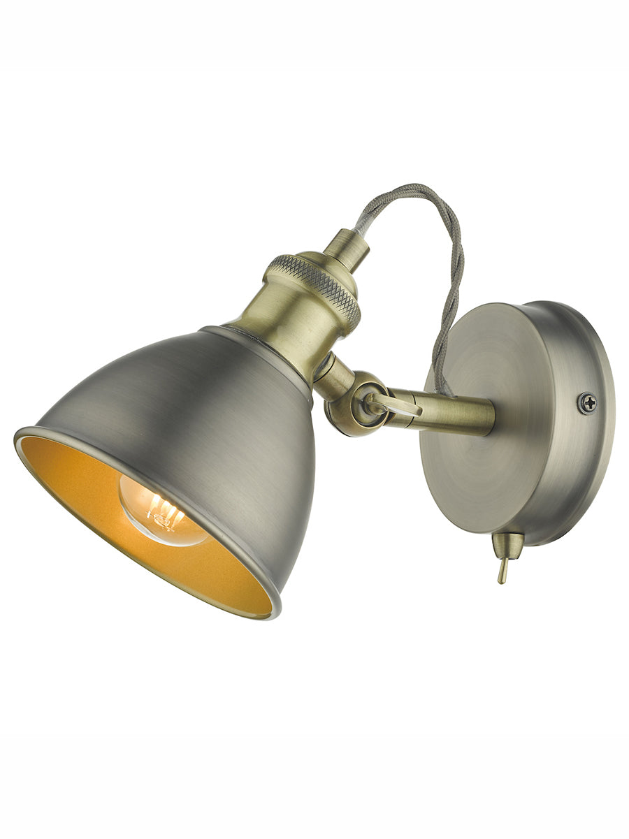 Dar Governor Single Spotlight Antique Chrome Antique Brass – from Amos Lighting + Home