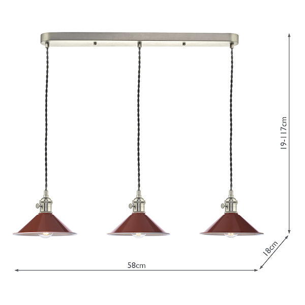 Dar Hadano 3 Bar Light Antique Chrome with Umber Shades – from Amos Lighting + Home