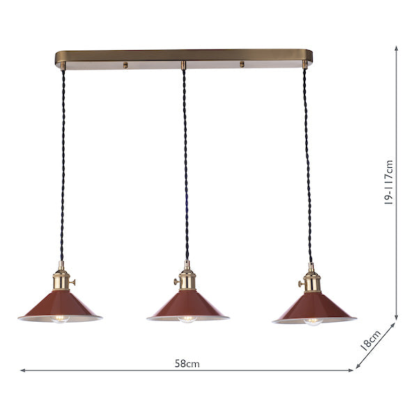 Dar Hadano 3 Bar Light Brass with Umber Shades – from Amos Lighting + Home