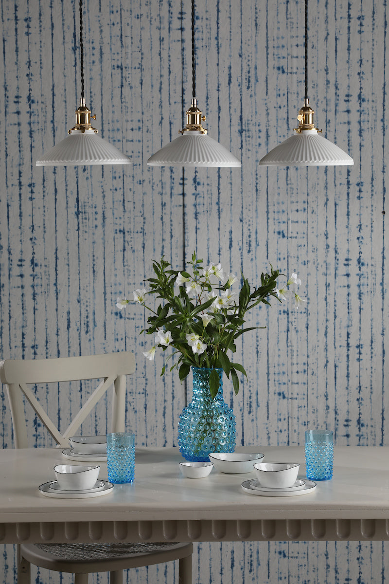 Dar Hadano 3 Light Bar Pendant Natural Brass & Ceramic Shallow Shade – from Amos Lighting + Home