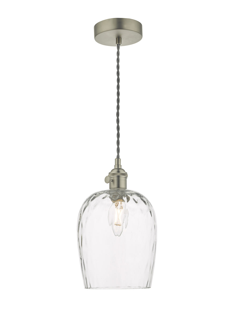 Dar Hadano Pendant Antique Chrome Dimpled Glass – from Amos Lighting + Home
