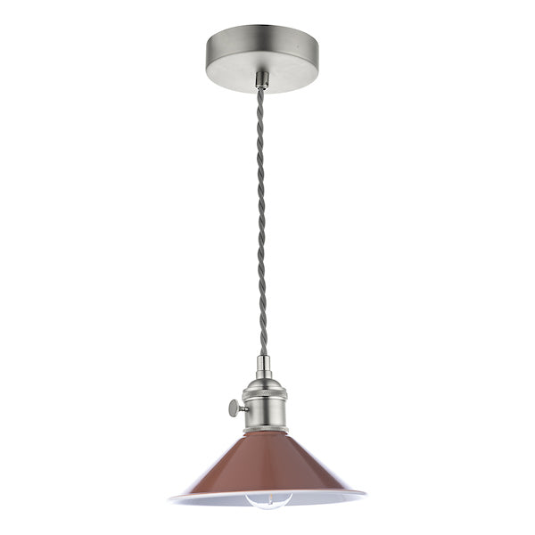 Dar Hadano Pendant Antique Chrome With Umber Shade – from Amos Lighting + Home