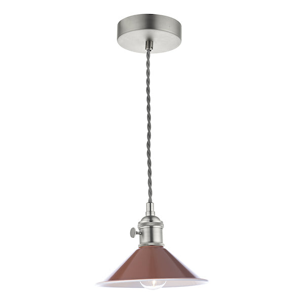 Dar Hadano Pendant Antique Chrome With Umber Shade – from Amos Lighting + Home