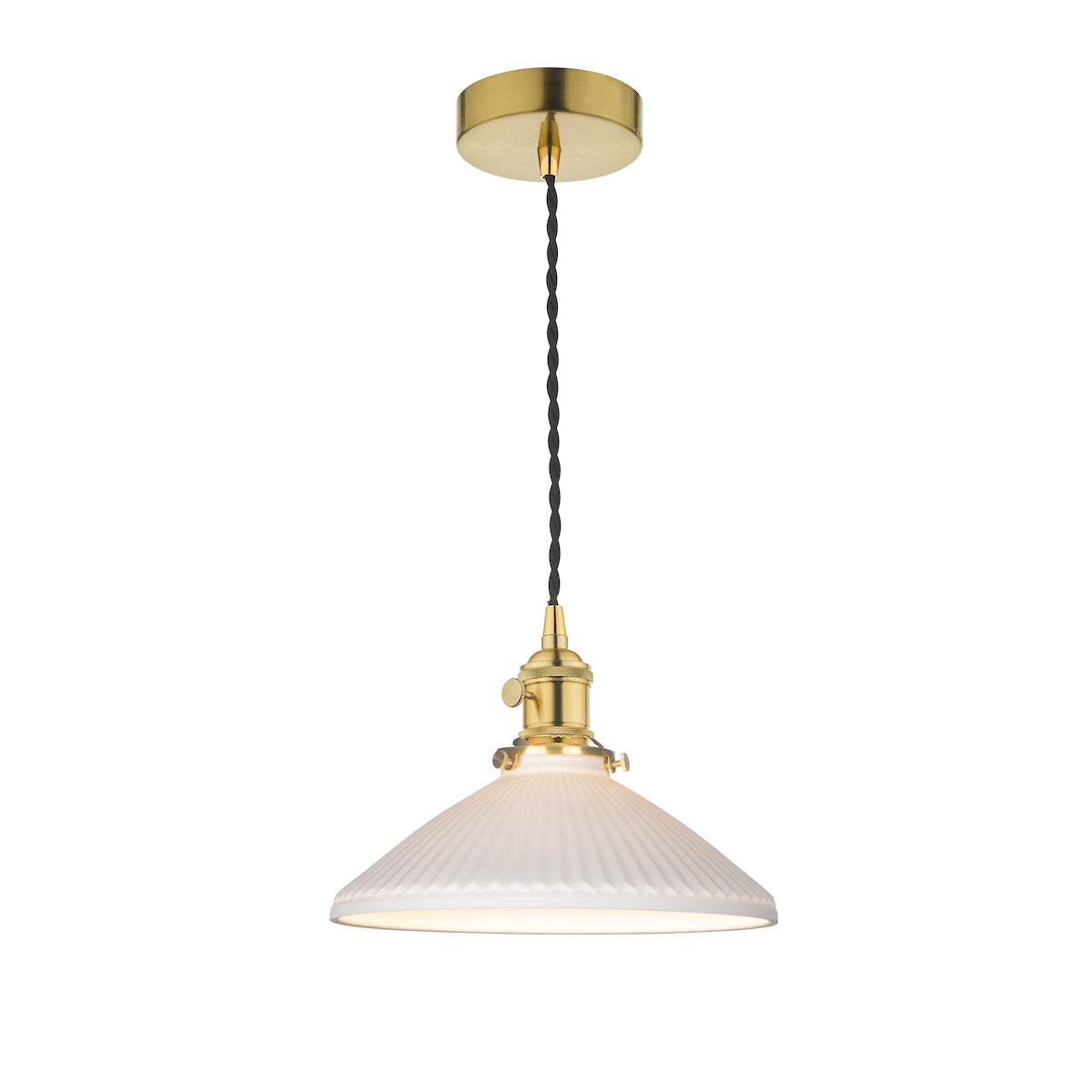 Dar Hadano Pendant Natural Brass & Ceramic Shallow Shade – from Amos Lighting + Home