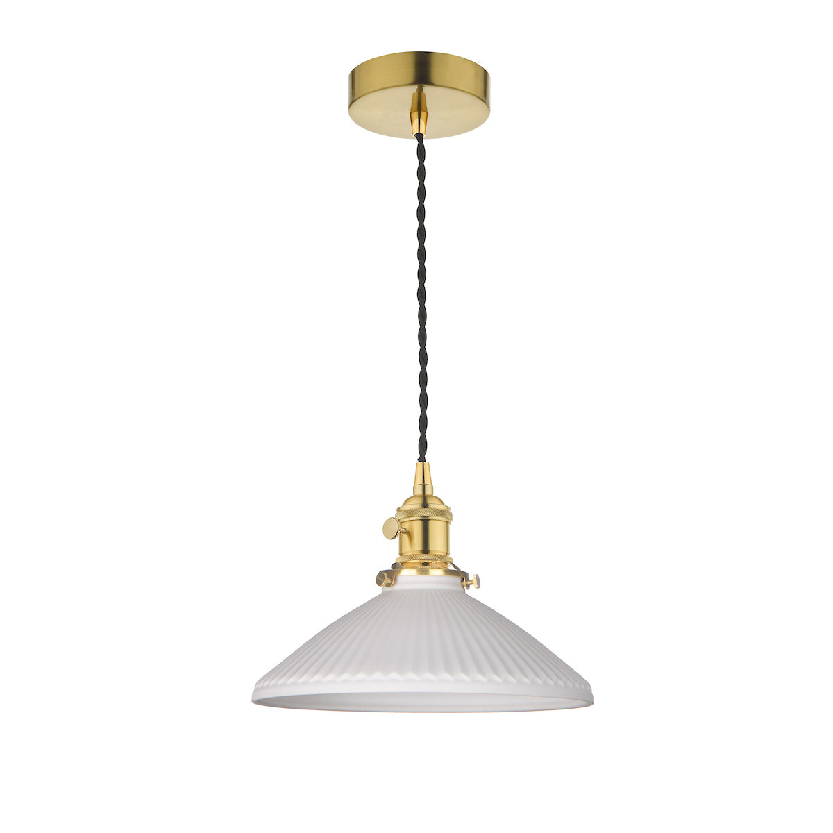Dar Hadano Pendant Natural Brass & Ceramic Shallow Shade – from Amos Lighting + Home