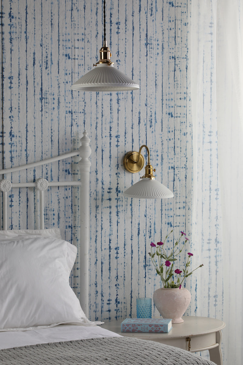 Dar Hadano Pendant Natural Brass & Ceramic Shallow Shade – from Amos Lighting + Home