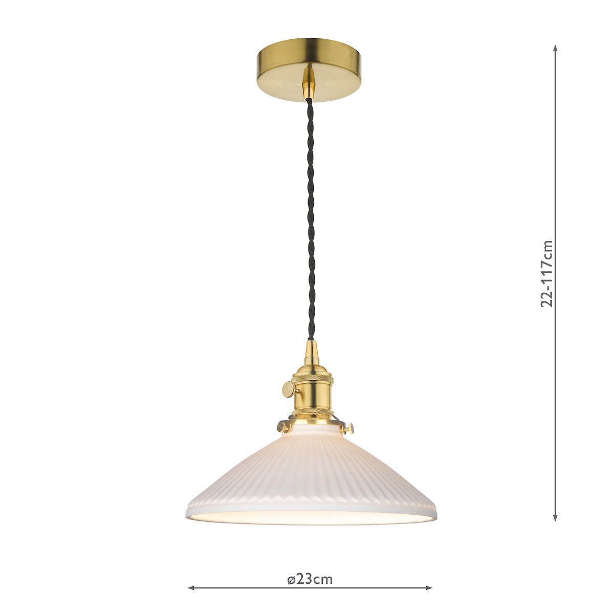 Dar Hadano Pendant Natural Brass & Ceramic Shallow Shade – from Amos Lighting + Home