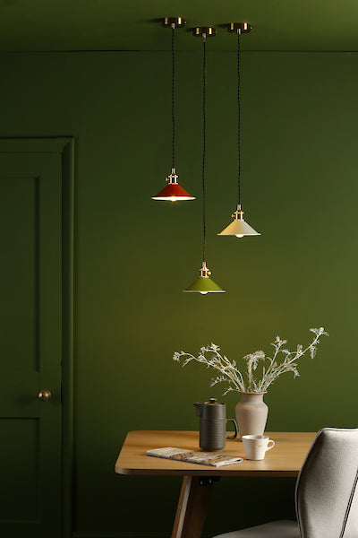 Dar Hadano Pendant Natural Brass With Olive Green Shade – from Amos Lighting + Home