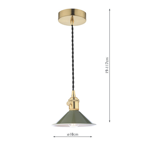 Dar Hadano Pendant Natural Brass With Olive Green Shade – from Amos Lighting + Home
