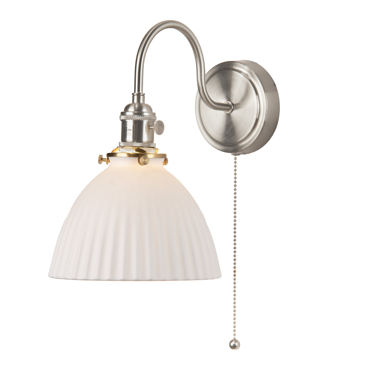 Dar Hadano Wall Light Antique Chrome & Ceramic Domed Shade – from Amos Lighting + Home