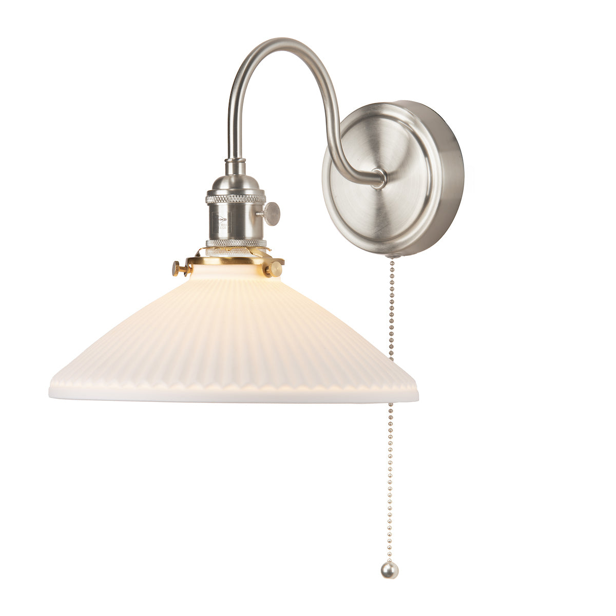 Dar Hadano Wall Light Antique Chrome & Ceramic Shallow Shade – from Amos Lighting + Home