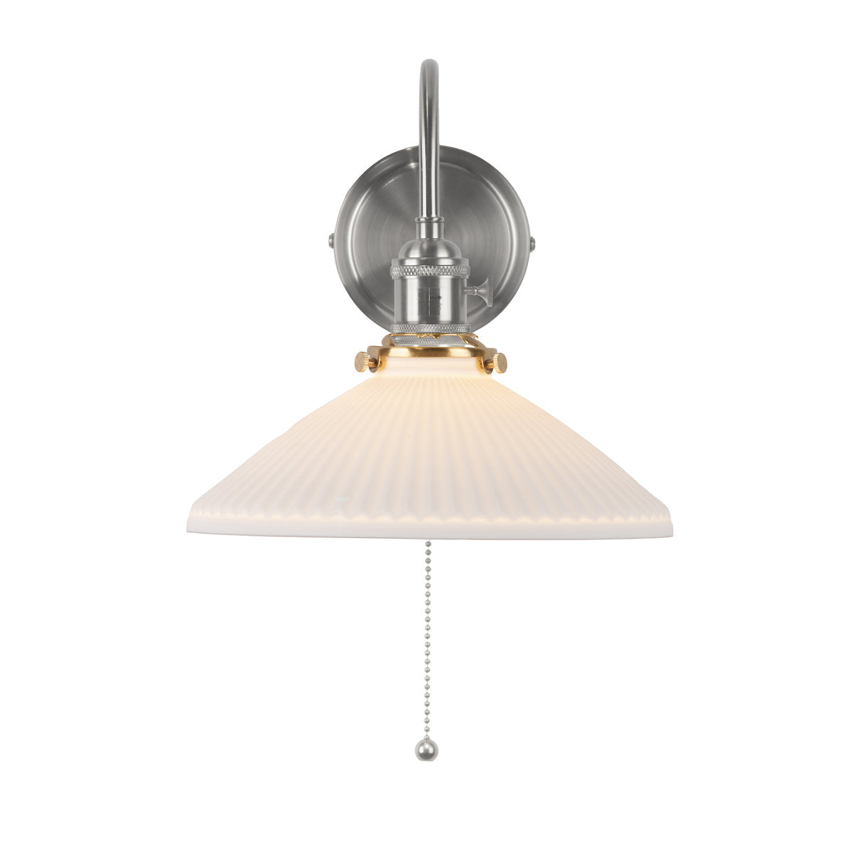 Dar Hadano Wall Light Antique Chrome & Ceramic Shallow Shade – from Amos Lighting + Home