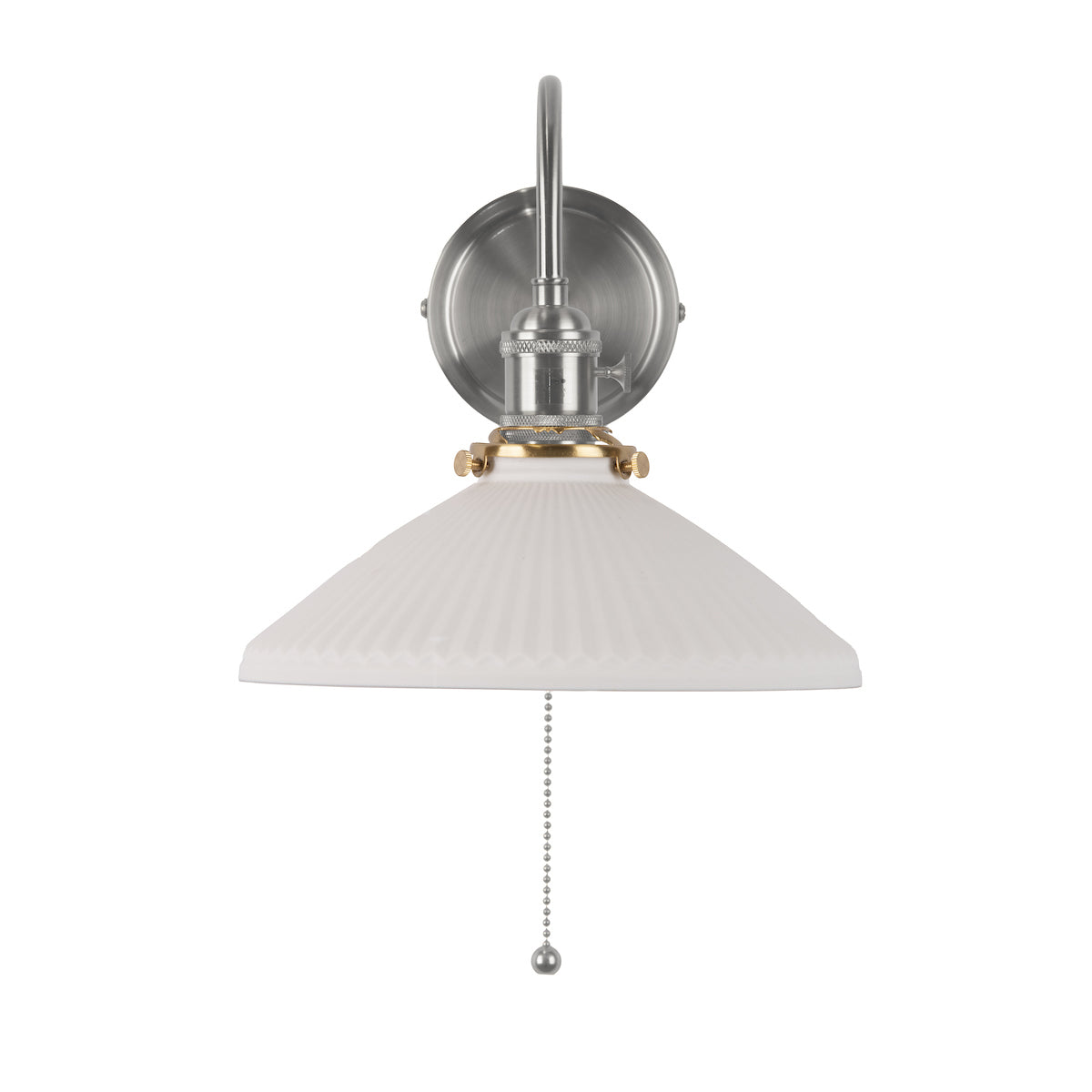 Dar Hadano Wall Light Antique Chrome & Ceramic Shallow Shade – from Amos Lighting + Home