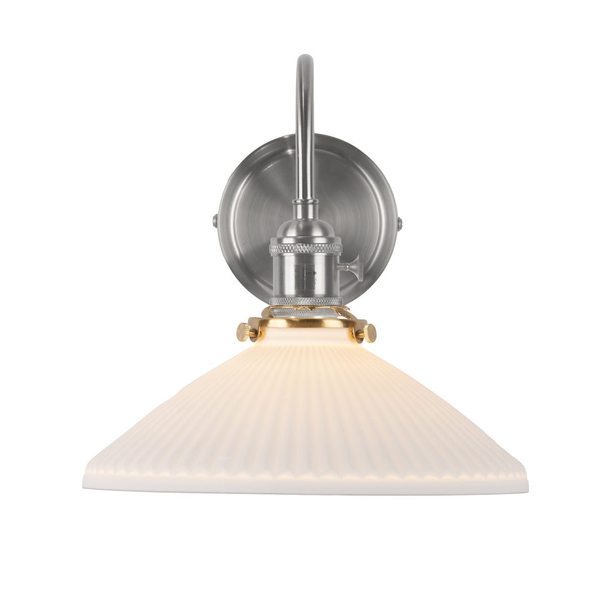 Dar Hadano Wall Light Antique Chrome & Ceramic Shallow Shade – from Amos Lighting + Home