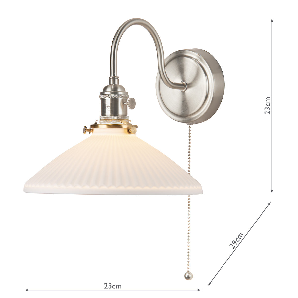 Dar Hadano Wall Light Antique Chrome & Ceramic Shallow Shade – from Amos Lighting + Home