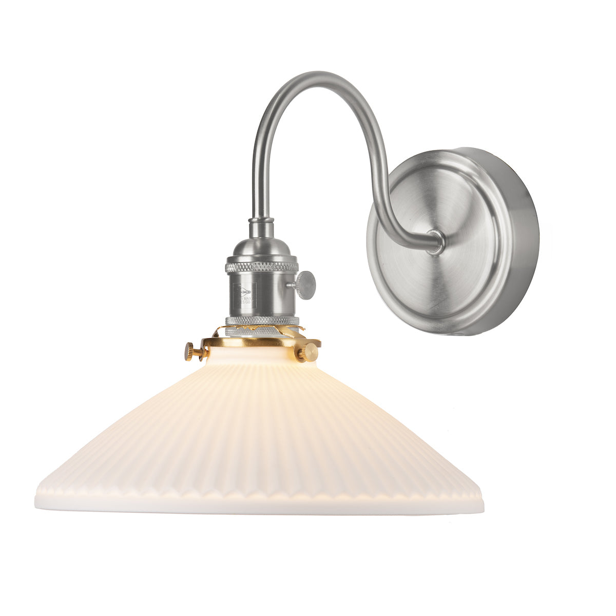 Dar Hadano Wall Light Antique Chrome & Ceramic Shallow Shade – from Amos Lighting + Home