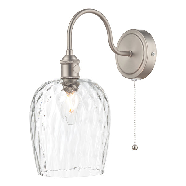 Dar Hadano Wall Light Antique Chrome With Clear Dimpled Glass Shade – from Amos Lighting + Home