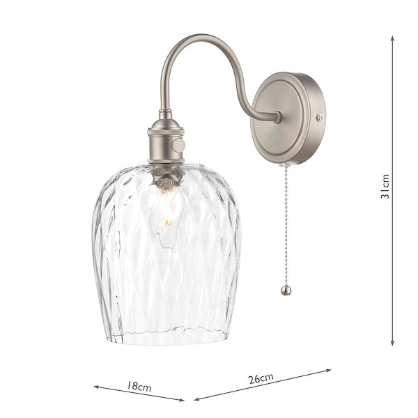 Dar Hadano Wall Light Antique Chrome With Clear Dimpled Glass Shade – from Amos Lighting + Home