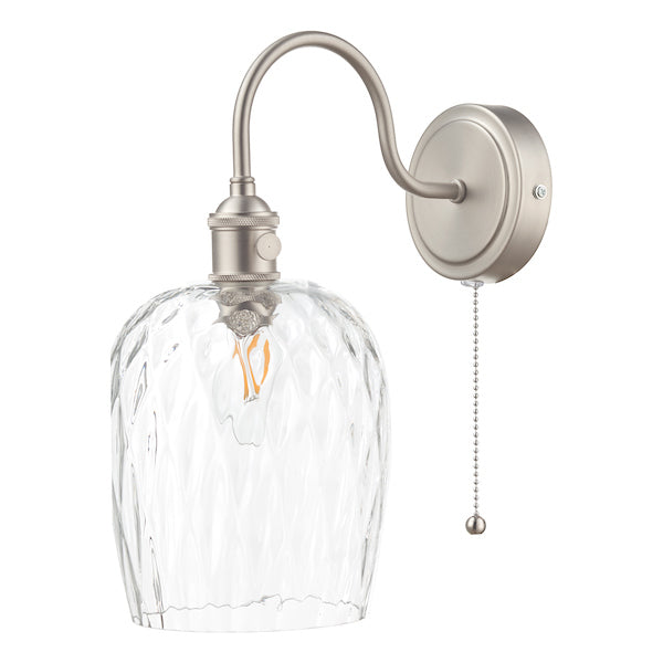 Dar Lighting Hadano Antique Chrome & Glass Wall Light