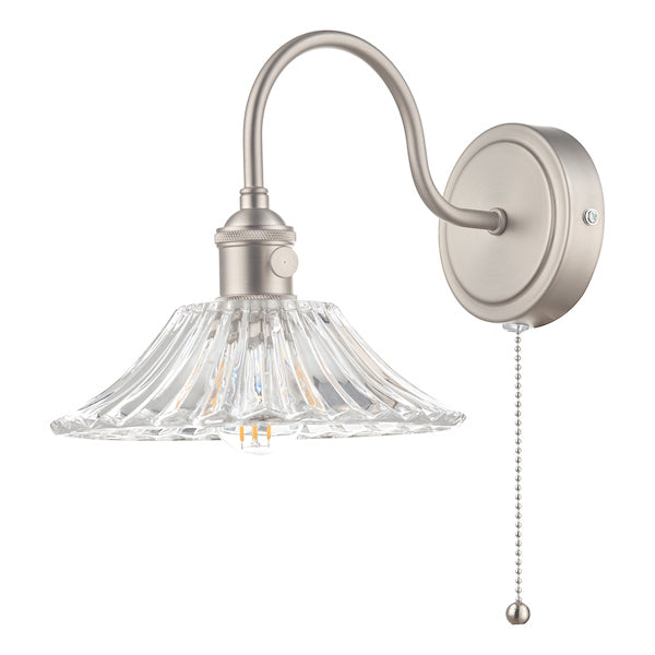 Dar Hadano Wall Light Antique Chrome With Clear Flared Glass shade – from Amos Lighting + Home