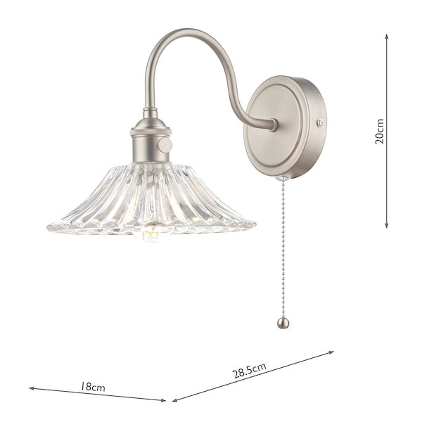 Dar Hadano Wall Light Antique Chrome With Clear Flared Glass shade – from Amos Lighting + Home