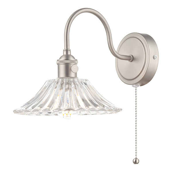 Dar Lighting Hadano Antique Chrome & Glass Wall Light main image 1