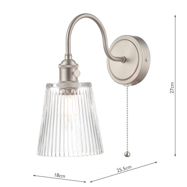 Dar Hadano Wall Light Antique Chrome With Clear Ribbed Glass Shade – from Amos Lighting + Home