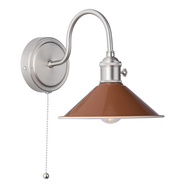 Dar Hadano Wall Light Antique Chrome With Umber Shade – from Amos Lighting + Home