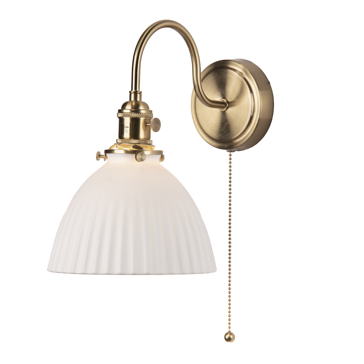 Dar Hadano Wall Light Natural Brass & Ceramic Domed Shade – from Amos Lighting + Home