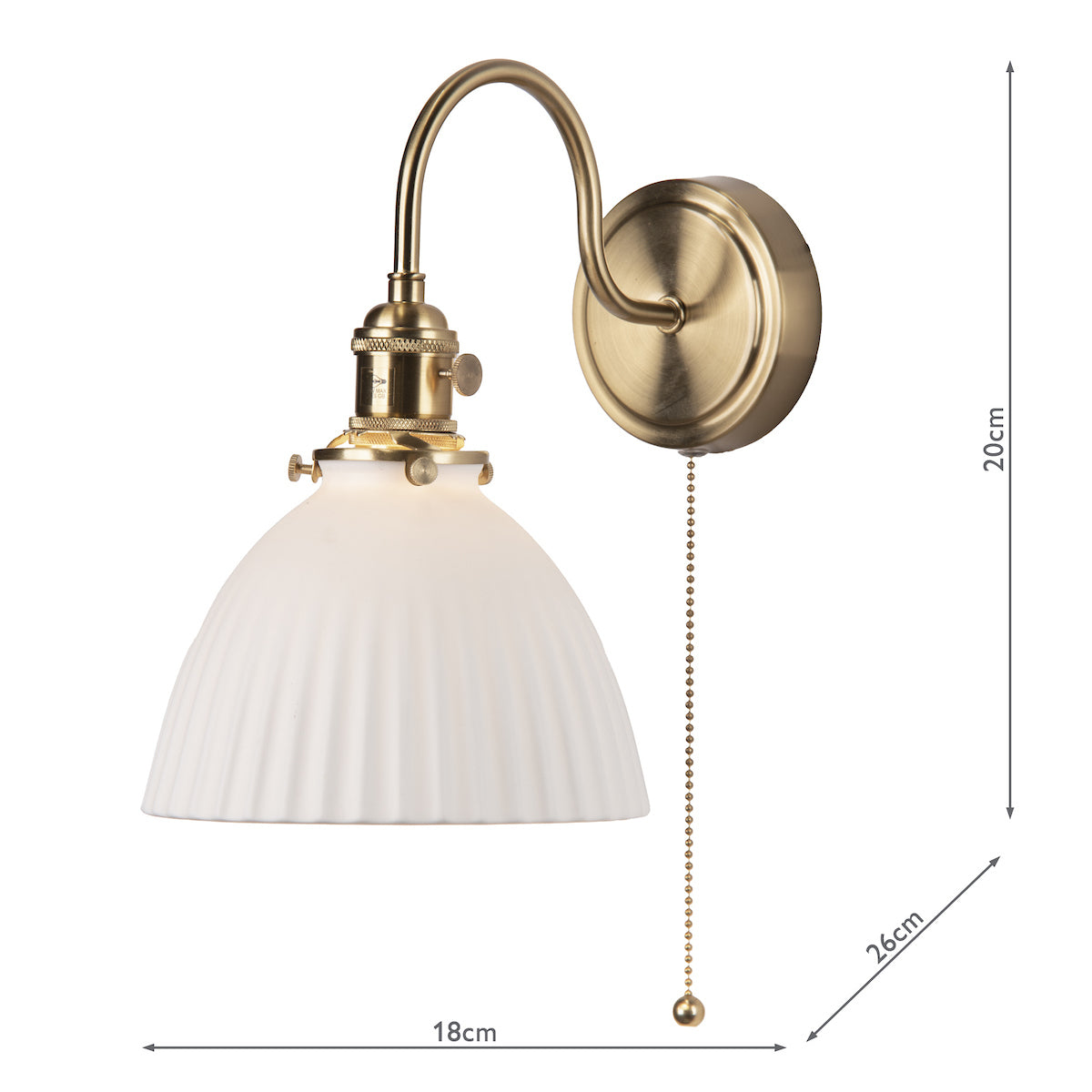 Dar Hadano Wall Light Natural Brass & Ceramic Domed Shade – from Amos Lighting + Home
