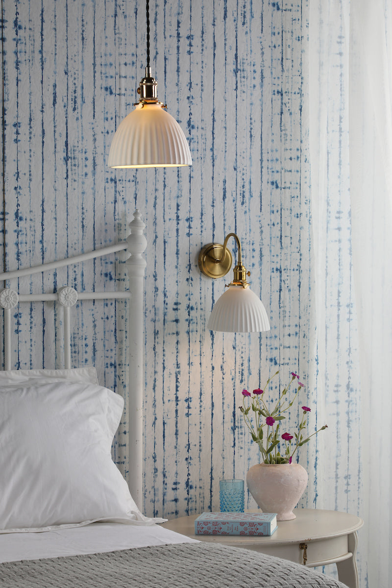 Dar Hadano Wall Light Natural Brass & Ceramic Domed Shade – from Amos Lighting + Home