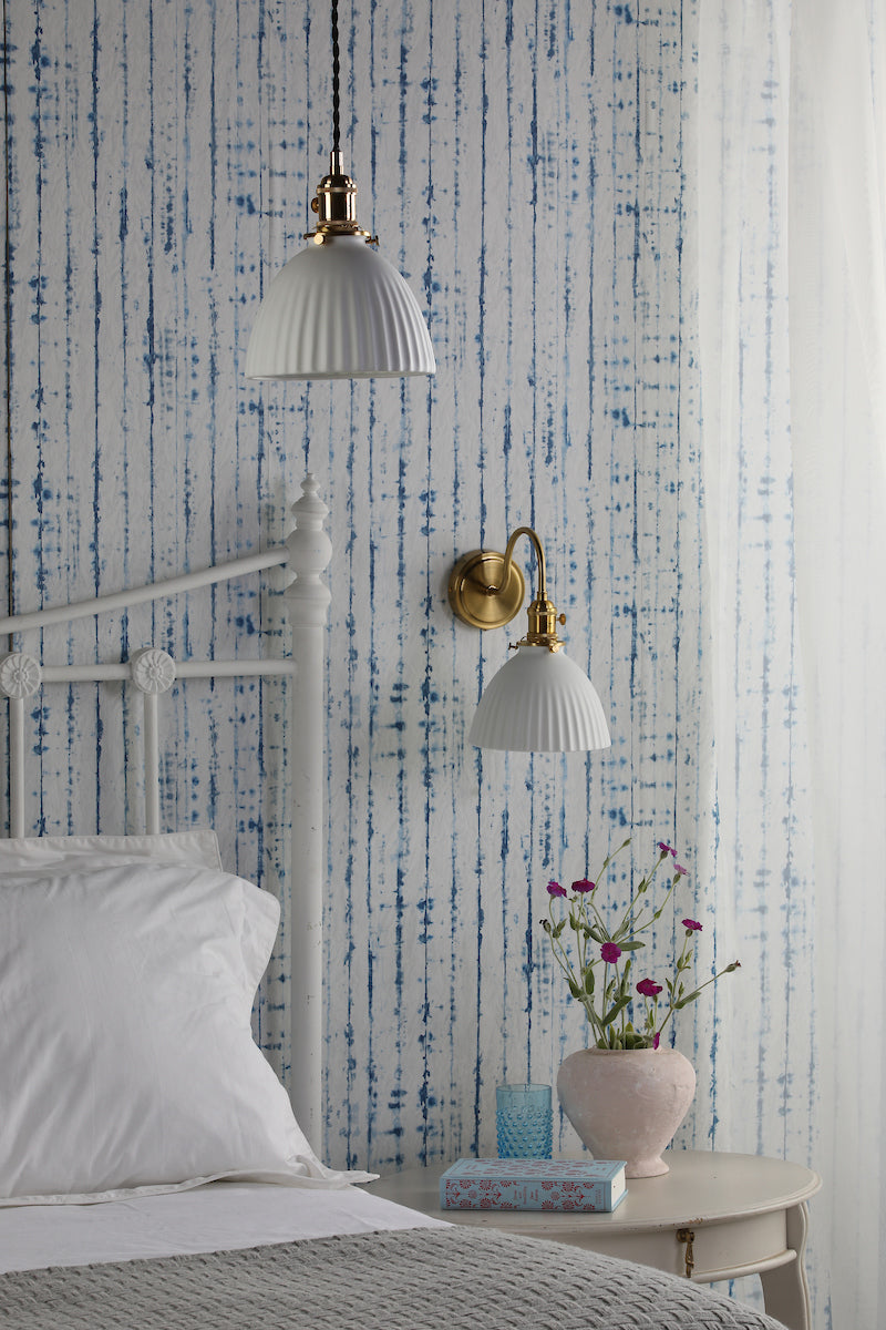 Dar Hadano Wall Light Natural Brass & Ceramic Domed Shade – from Amos Lighting + Home