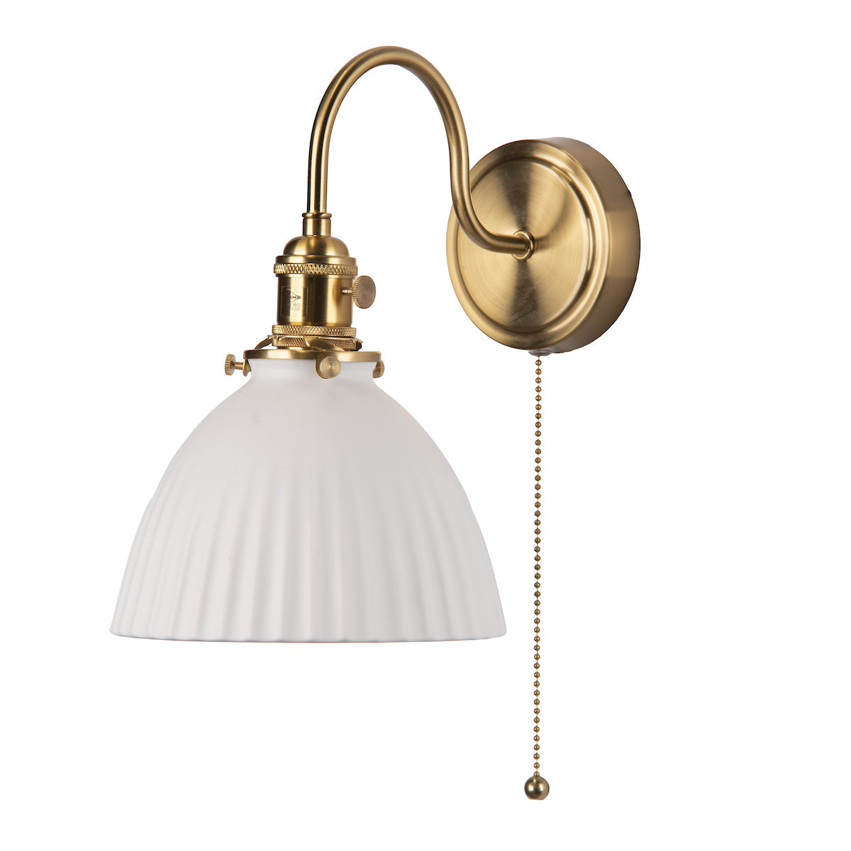Dar Hadano Wall Light Natural Brass & Ceramic Domed Shade – from Amos Lighting + Home