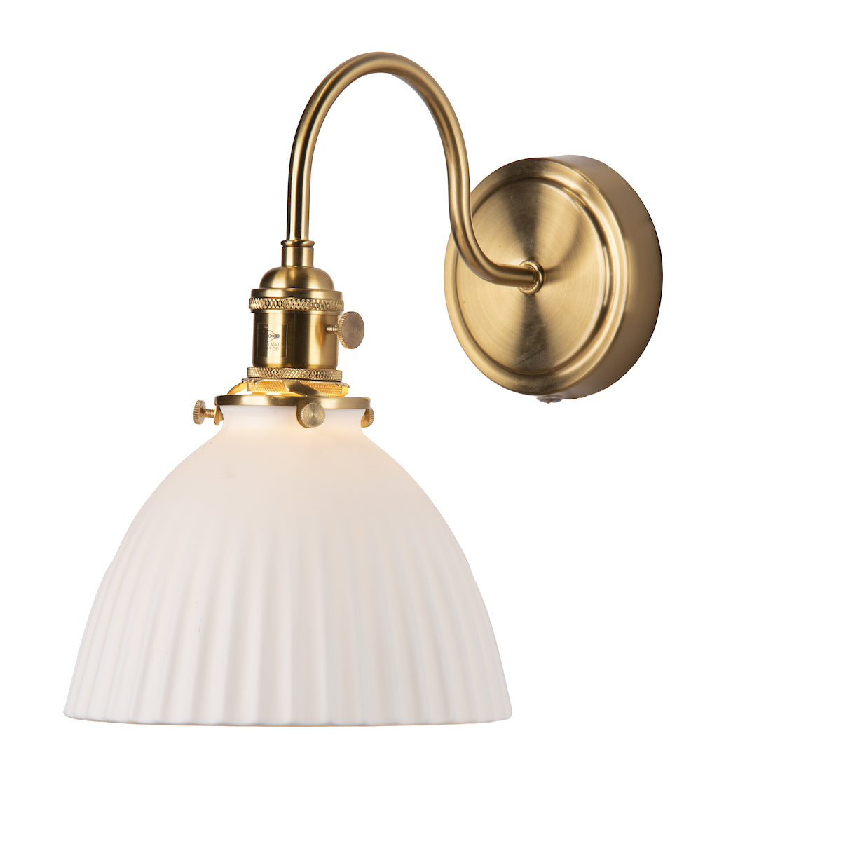 Dar Hadano Wall Light Natural Brass & Ceramic Domed Shade – from Amos Lighting + Home