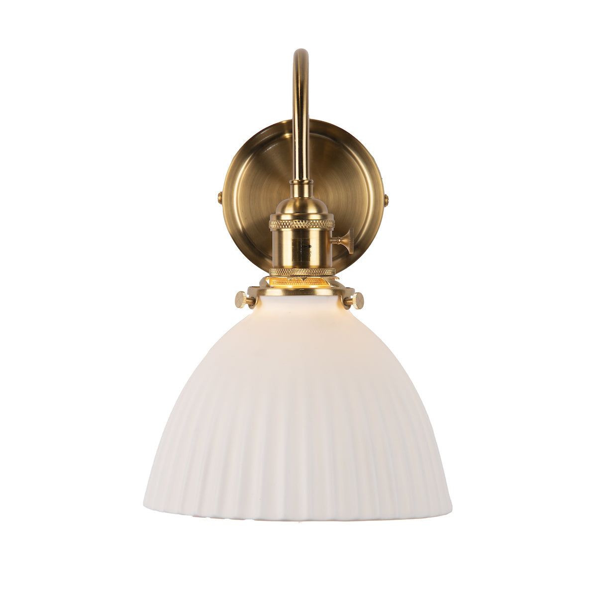 Dar Hadano Wall Light Natural Brass & Ceramic Domed Shade – from Amos Lighting + Home