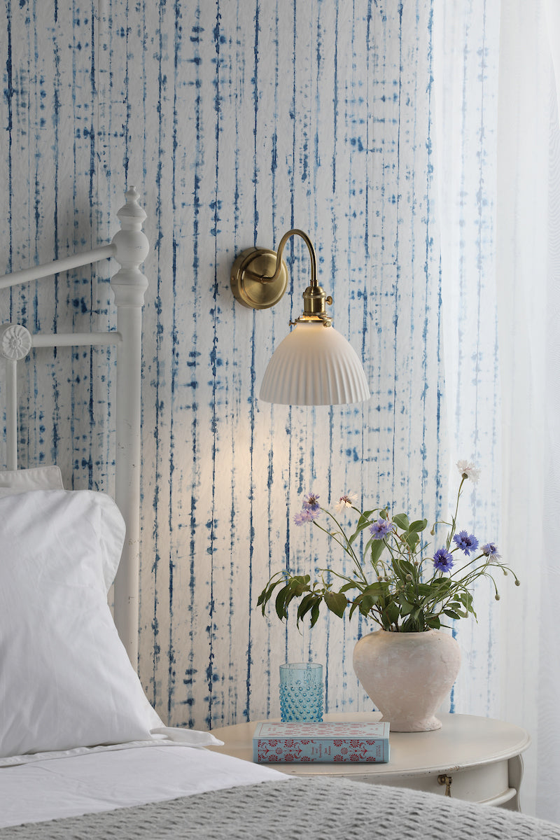 Dar Hadano Wall Light Natural Brass & Ceramic Domed Shade – from Amos Lighting + Home